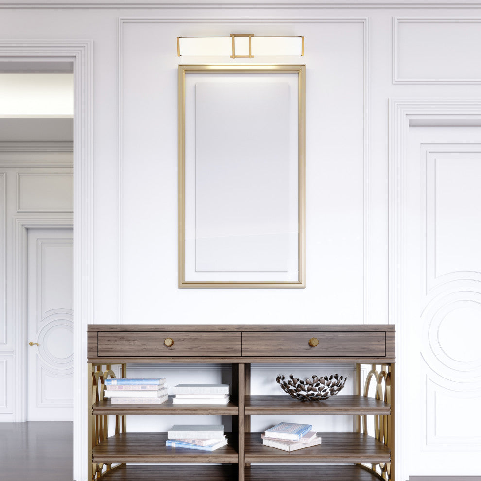 1-Light, 26W LED Vanity Light, Brushed Gold/Acrylic Shade