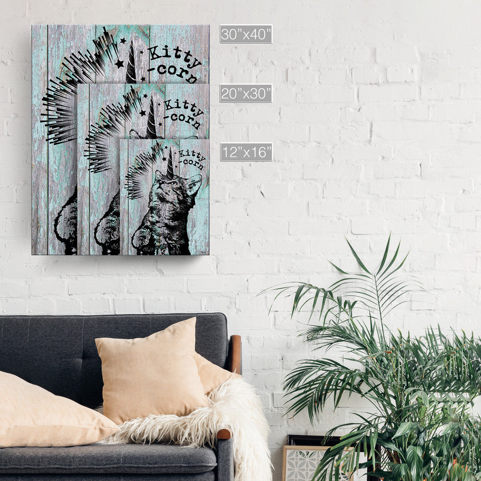 Ready2HangArt 'Kitty-Corn' Wrapped Canvas Animal Wall Art, 40"x30"