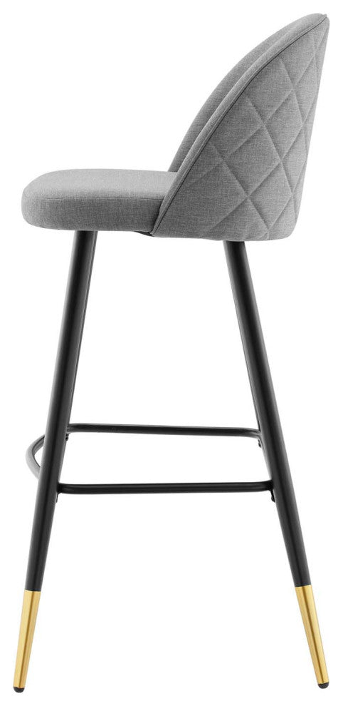 Bar Stool Chair Barstool, Set of 2, Fabric, Metal, Gray, Modern, Bar Pub