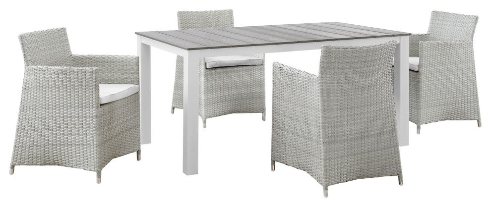 Gray White Junction 5 Piece Outdoor Patio Dining Set