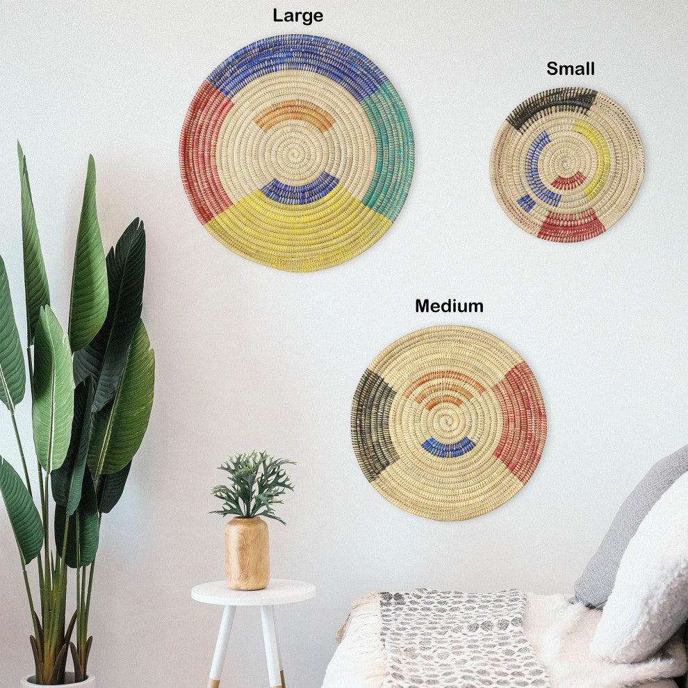 Palm Tray Plate and Wall Art, Artisan Crafted, Malawi, Multicolor, 12"