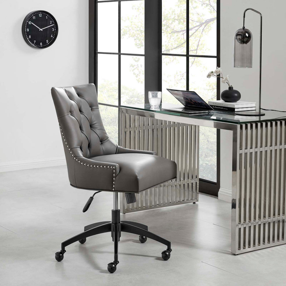 Regent Tufted Vegan Leather Office Chair Black Gray