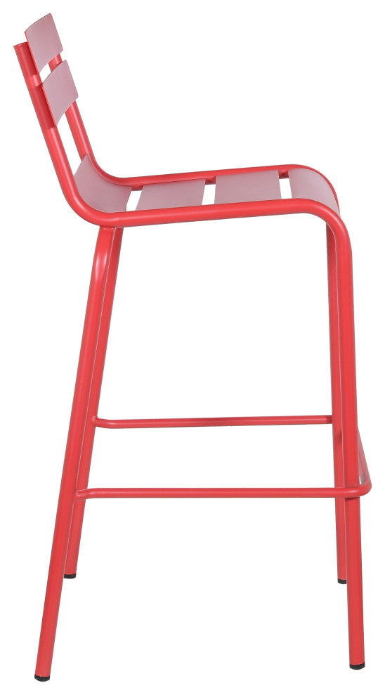 Dana Stackable Outdoor Patio Barstool, Frosted Red, Set of 4