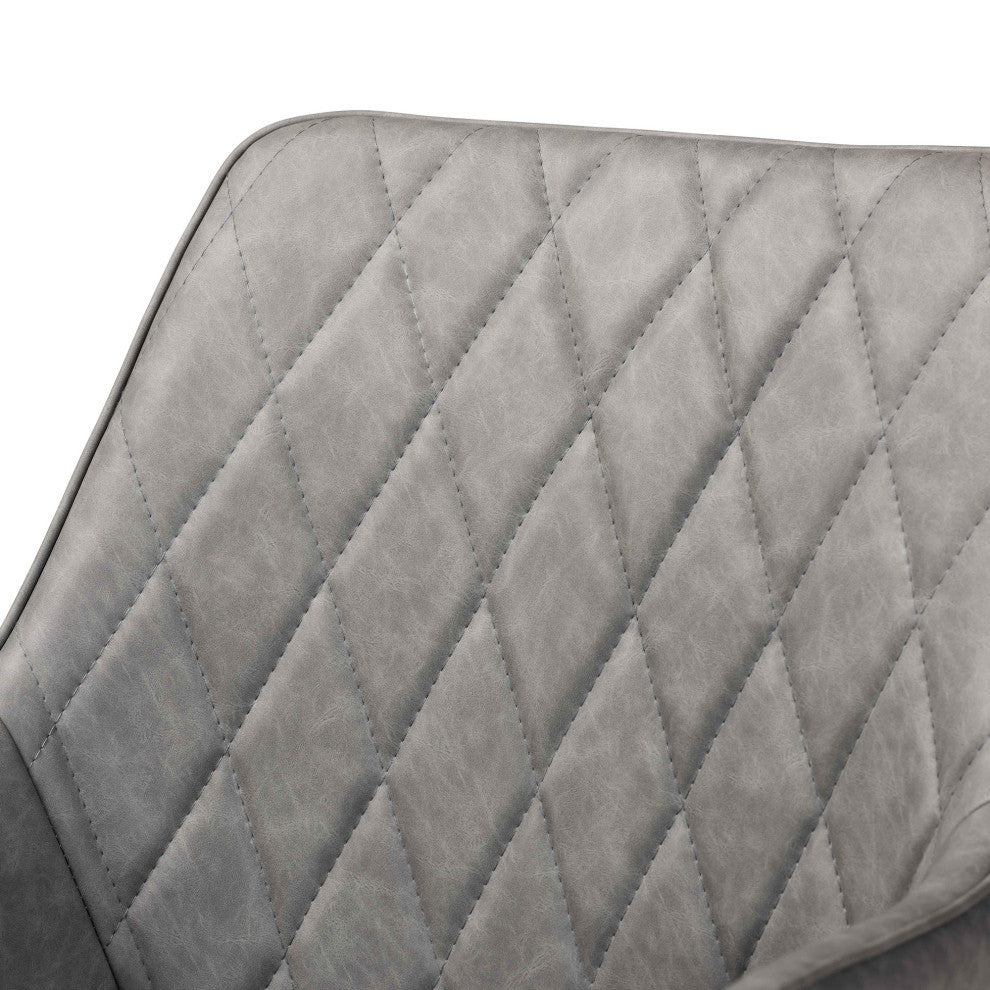 Arcelia Mid-Century Gray Faux Leather and Black Metal 4-Piece Dining Chair Set