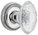 Rope Rosette Single Dummy Crystal Victorian Knob, Bright Chrome, ROPCVI