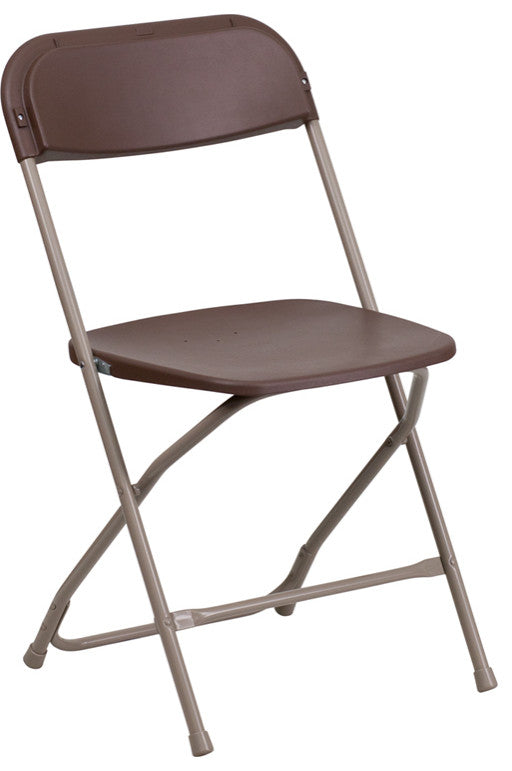 Hercules Series Plastic Folding Chair - 2 Pack 650LB Weight Capacity, Brown