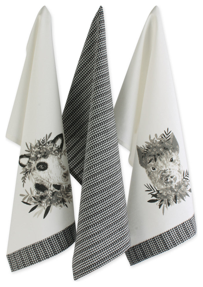 Barn Animals Embellished Dishtowel Set of 3