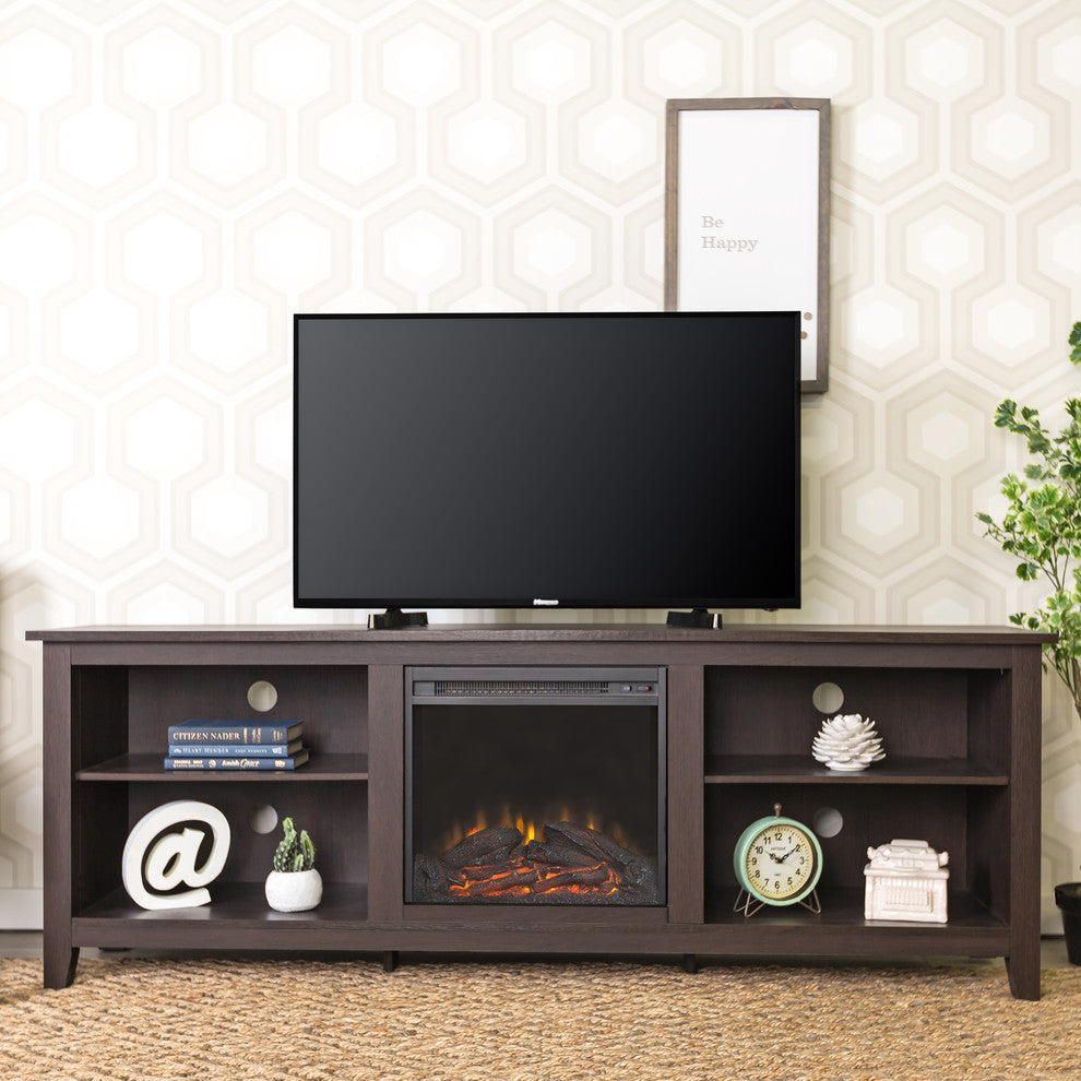 70" Fireplace TV Stand, Espresso