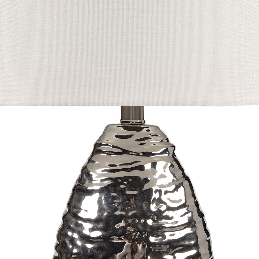 Hampton Hill Livy Ceramic Textured Silver Base Table Lamp