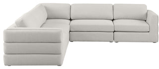 Beckham Linen Textured Fabric 5-Piece Modular L-Shaped Sectional, Beige