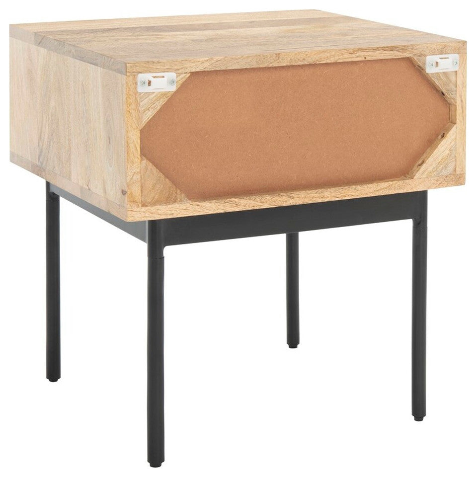 Safavieh Bahiti 1 Drawer Nighstand, Natural/Black