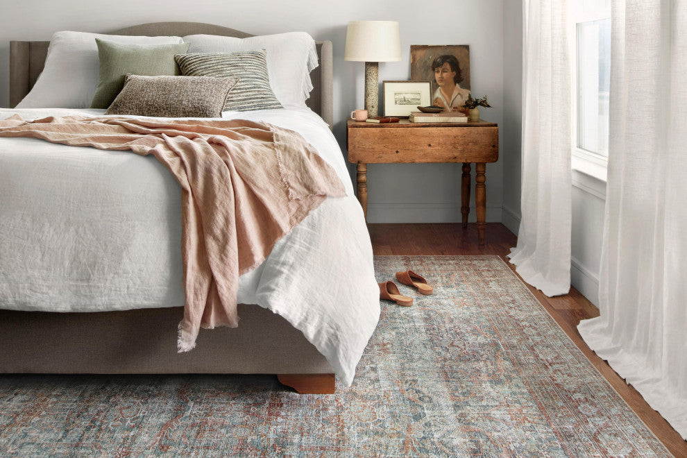 Chris Loves Julia x Loloi Jules Lagoon/Brick 9'-6" x 14' Area Rug