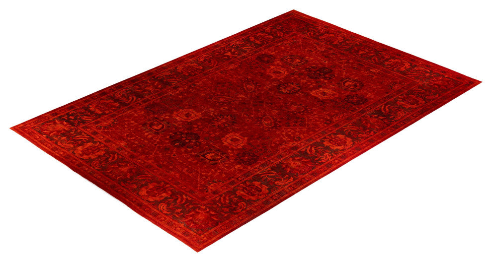 Overdyed, One-of-a-Kind Hand-Knotted Area Rug Red, 11'10"x17'10"