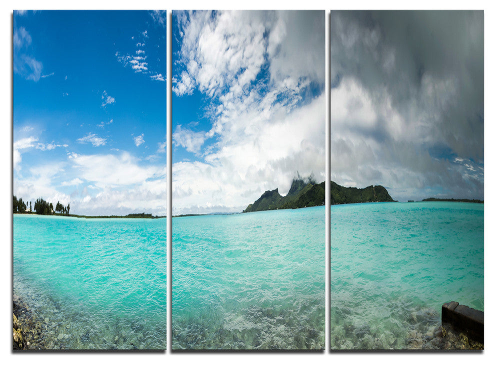 "Bora Bora French Polynesia Panorama" Metal Wall Art, 3 Panels, 36"x28"