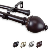 Anthea 1" Double Curtain Rod, Mahogany, 48-84"