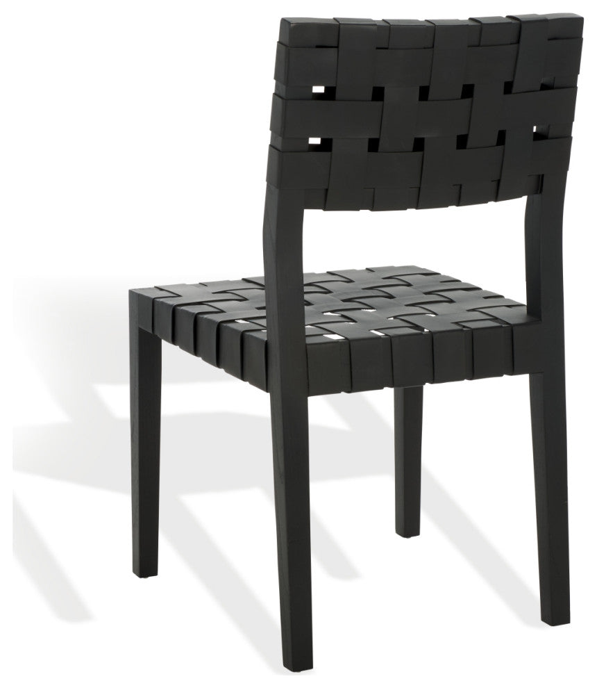 Safavieh Couture Bette Woven Leather Dining Chair, Black