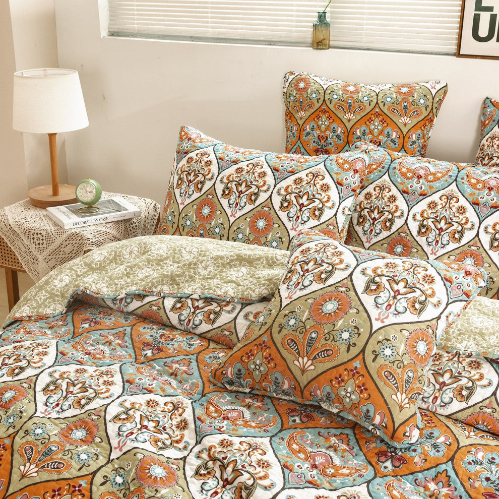 Garden Party 3-Piece Reversible Quilt Set, Queen
