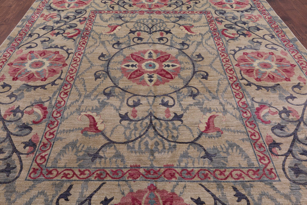 9' 1" X 12' 1" William Morris Handmade Wool Rug Q8453