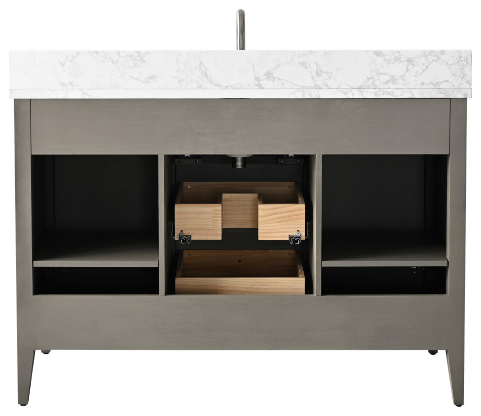 Vanity Art Freestanding Vanity, Driftwood Gray, 48", Single Sink, Brushed Nickel