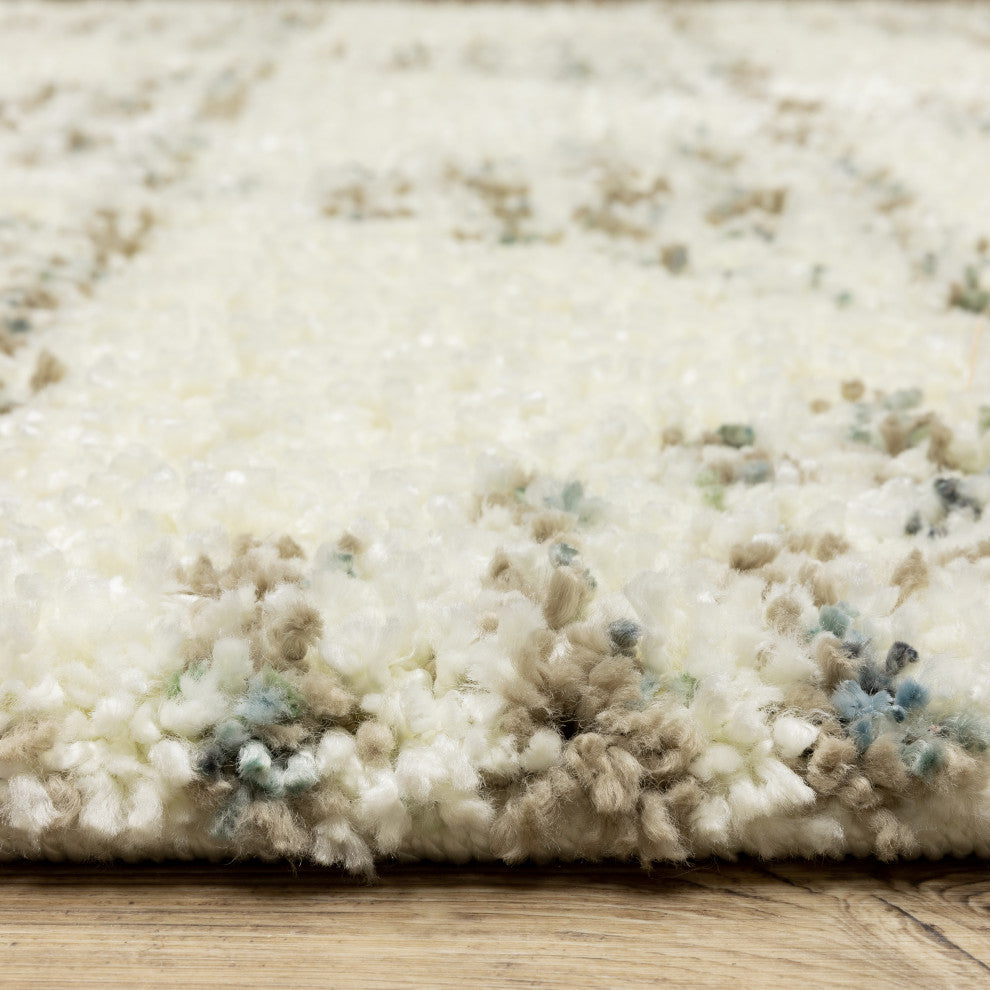 Aurora Geometric Ivory/Multi Indoor Area Rug, Ivory, 9'10" x 12'10"