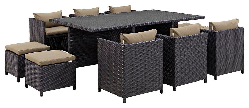 Espresso Mocha Reversal 11-Piece Outdoor Patio Dining Set