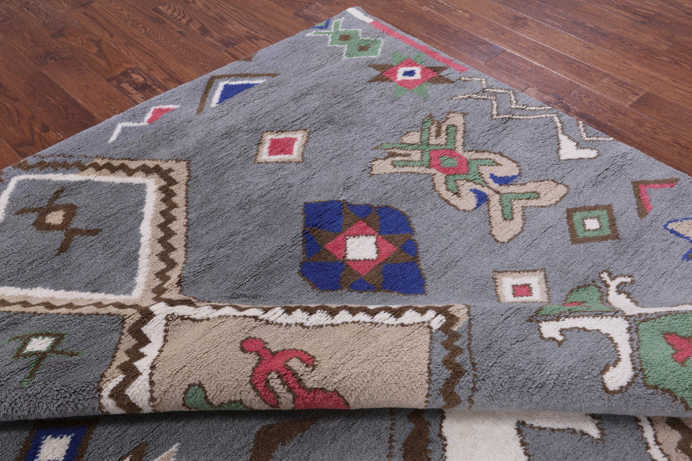 9' 1" X 12' 2" Moroccan Hand Knotted Wool Rug - Q13100