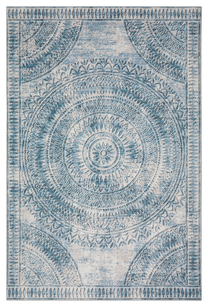 Indoor/Outdoor Sedona SN7 Indigo Machine Washable 3' x 5' Rug