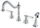 Kingston Brass Widespread Kitchen Faucet With Brass Sprayer, Polished Chrome