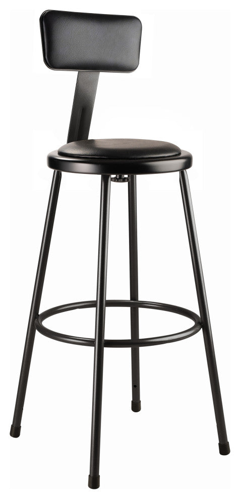 NPS 30" Heavy Duty Vinyl Padded Steel Stool With Backrest, Black