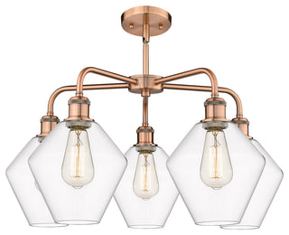 Cindyrella 5-Light 26" Stem Chandelier, Antique Copper, Clear Shade
