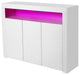 White sideboard TV storage table modern kitchen cabinet with 16 RGB LEDs