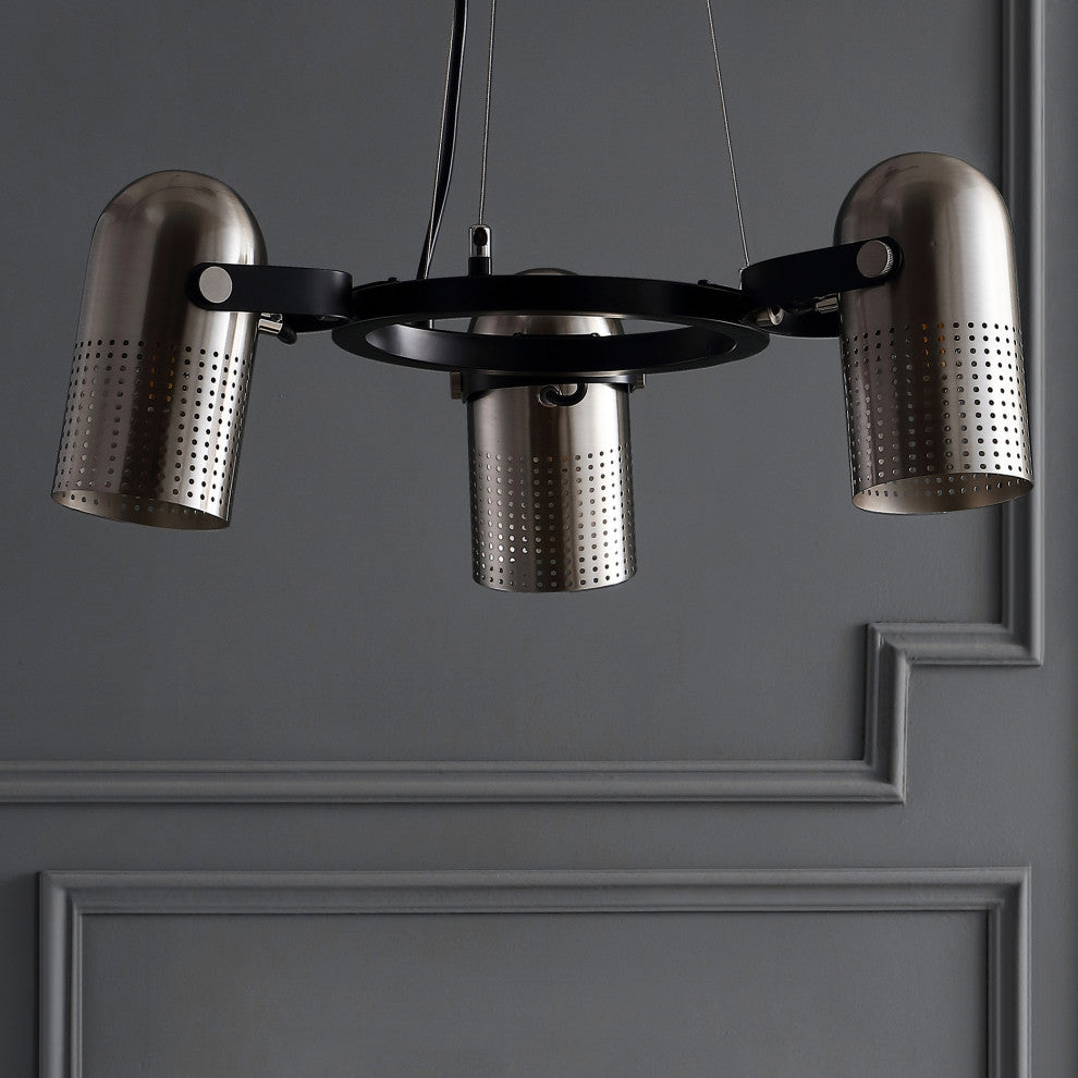 Loki 22" 3-Light Adjustable Metal LED Pendant, Brushed Nickel