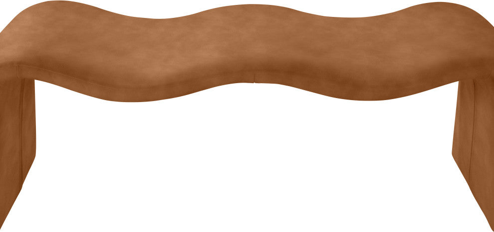 Willow Upholstered Bench, Cognac, Vegan Leather