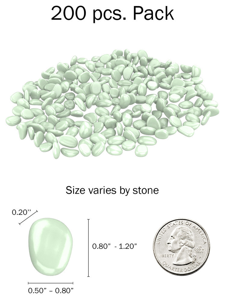 Pure Garden Garden Stones, 200 Count Glowing Pebbles, Green