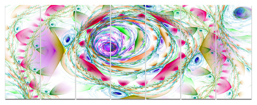 Multi Color Exotic Flower Whirlpool, Floral Canvas Art Print, 83"x32", 7 Panels