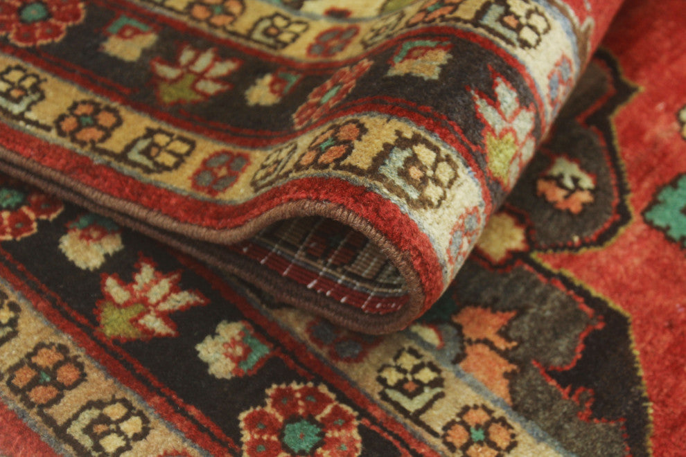 Fine Vintage Distressed Carleen Rust/Charcoal Runner, 3'7x10'4