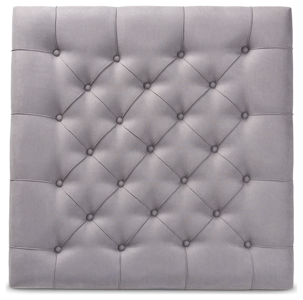 Leavenworth Dove Gray Linen Cocktail Ottoman With Antiqued Finish