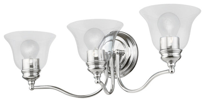 Moreland 3 Light Polished Chrome Vanity Sconce With Clear Glass