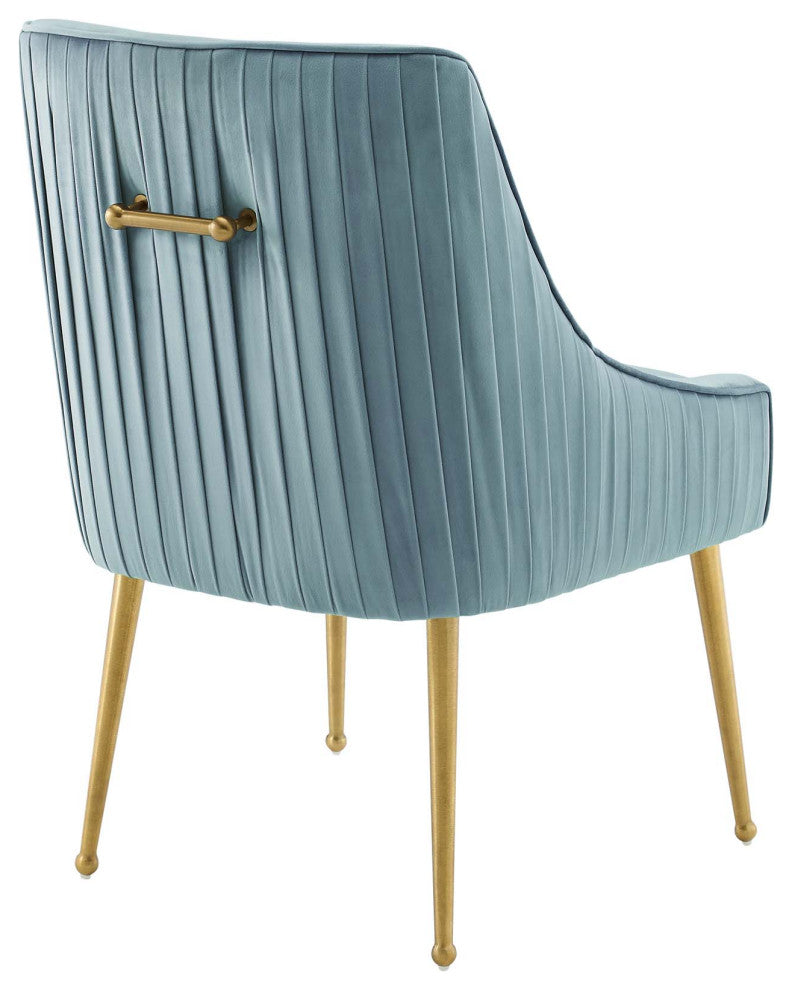 Light Blue Discern Pleated Back Upholstered Performance Velvet Dining Chair