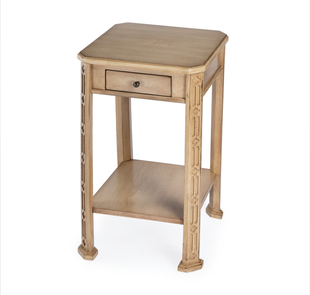 Moyer Wood Side Table With Storage, Antique Beige