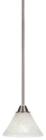 Paramount 1-Light Mini Pendant, Brushed Nickel, 7" Gold Ice Glass