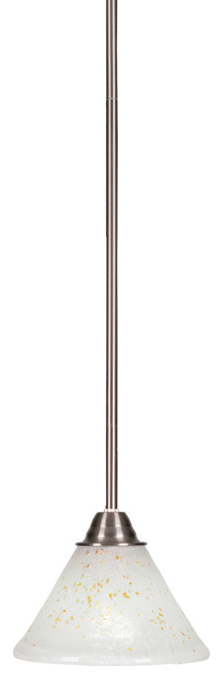 Paramount 1-Light Mini Pendant, Brushed Nickel, 7" Gold Ice Glass