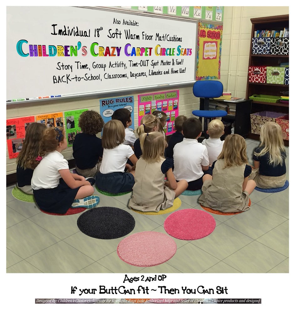 Kids Crazy Carpet Home School Area Rugs, People Pet Friendly, 12 Colors, Gremlin