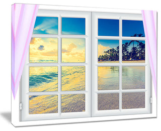 "Closed Window To Ocean Sunset" Oversized Landscape Wall Art Print, 40"x30"