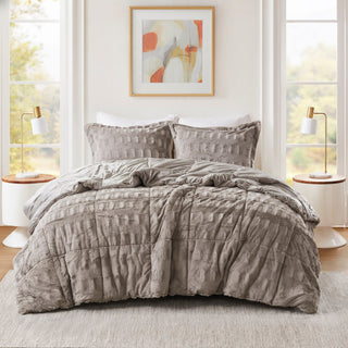 Madison Park Gia Solid Faux Fur Comforter Mini Set