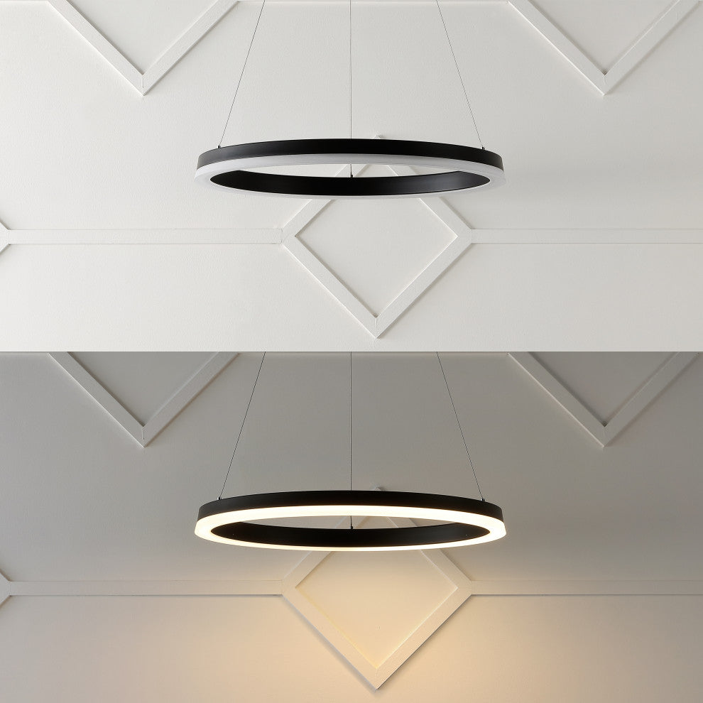 Baxter 1-Light Aluminum Integrated LED Hoop Pendant, Black