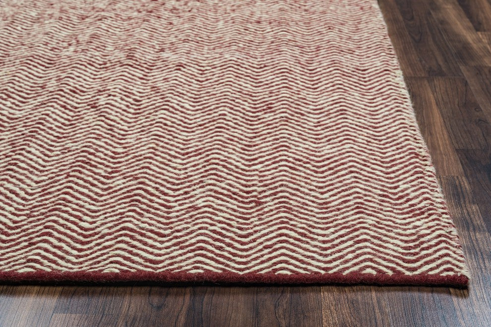 Rizzy Home Twist TW2967 Burgundy Chevron Area Rug, Rectangular 8'x10'