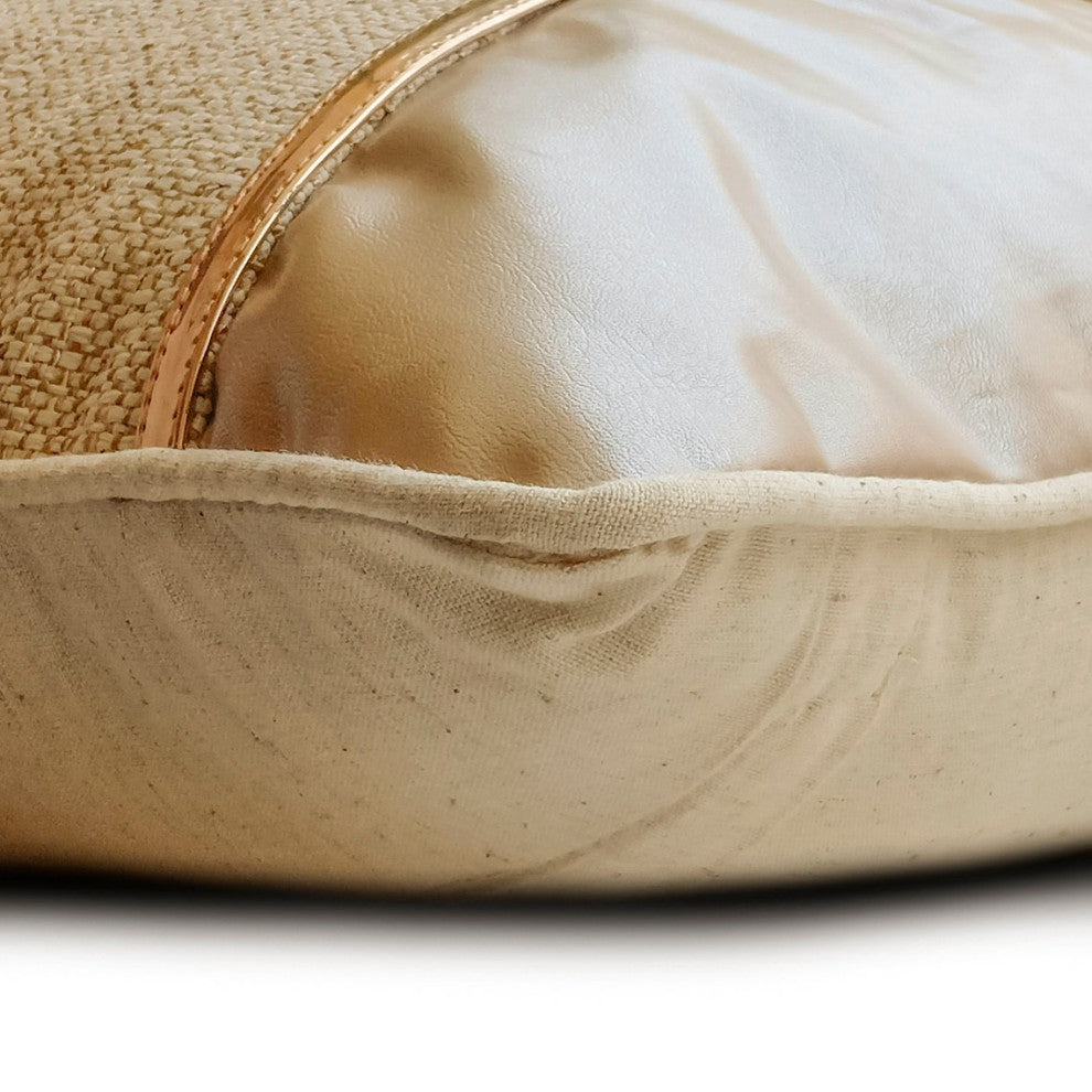 Beige Gold Jute Faux Leather, Cushion Cover 26"x26" Pillow Cover - Acland