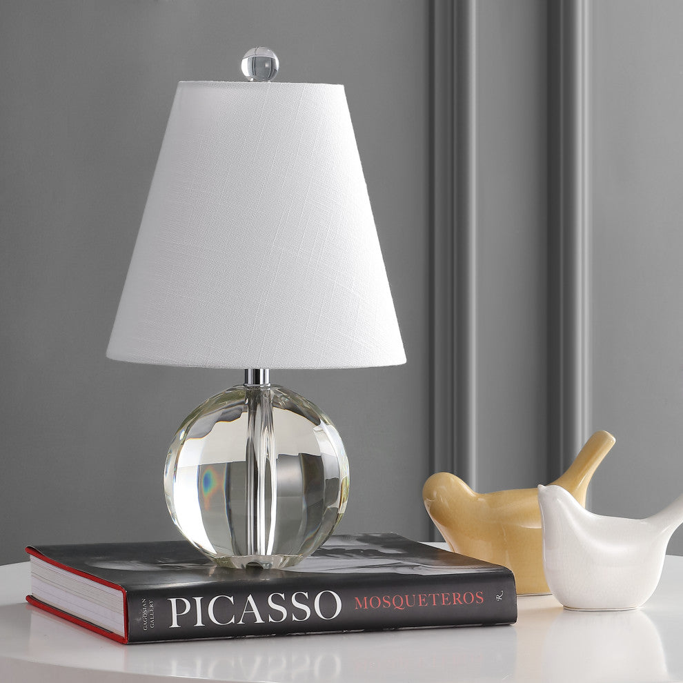 Goddard 16" Crystal Ball and Metal LED Table Lamp, Clear