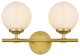 2 Light Brass And Frosted White Bath Sconce